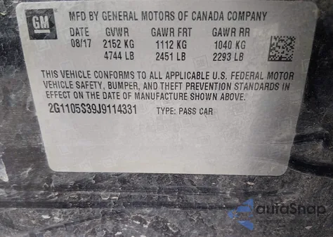 2018 Chevrolet Impala 1Lt z USA, uszkodzony, nr VIN 2G1105S39J9114331